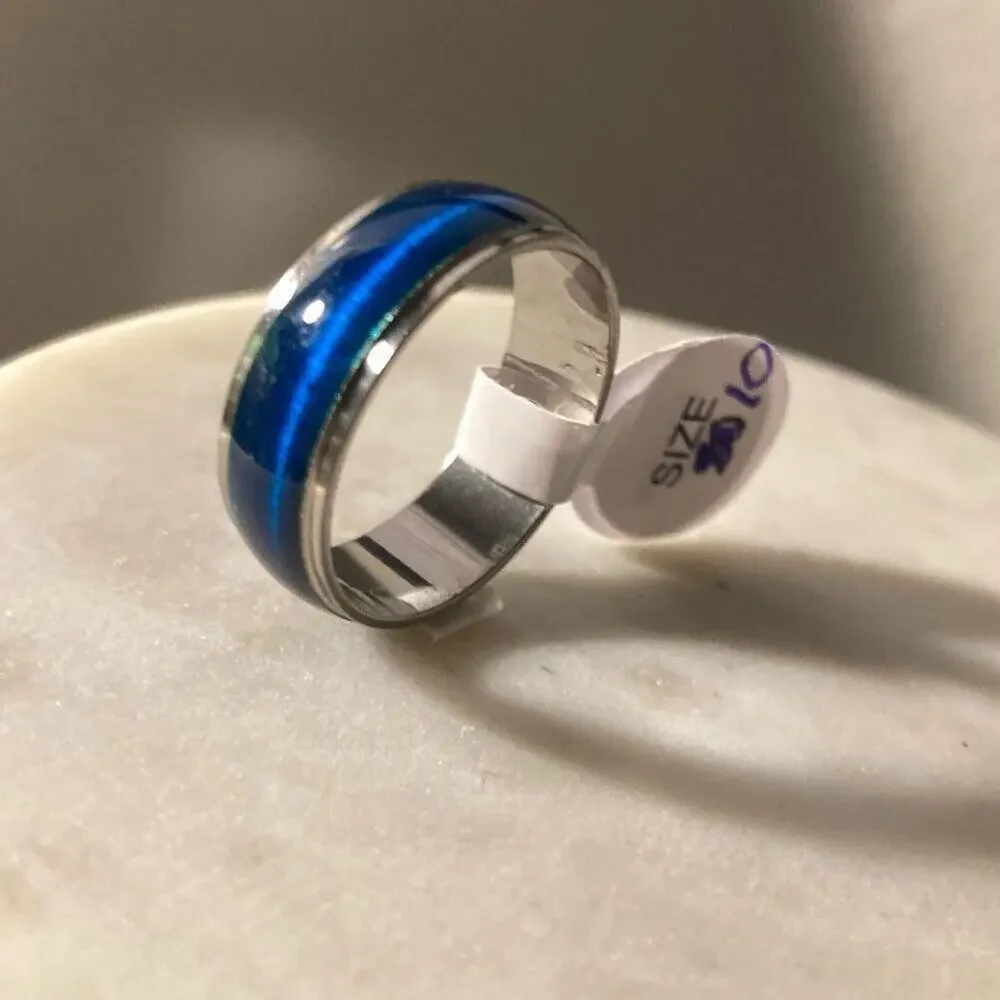 Stainless steel men’s unisex wedding band ring cat eye effect 10